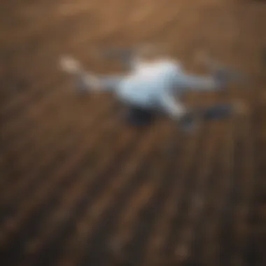 Drone monitoring a vast agricultural landscape from above