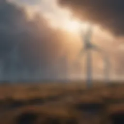 A wind turbine farm showcasing renewable energy production