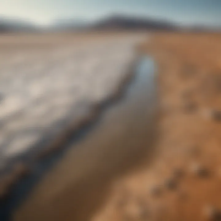 Dry lakebed indicating water depletion due to mining activities