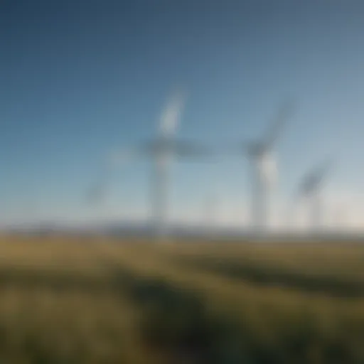 A vast field of windmills against a clear blue sky