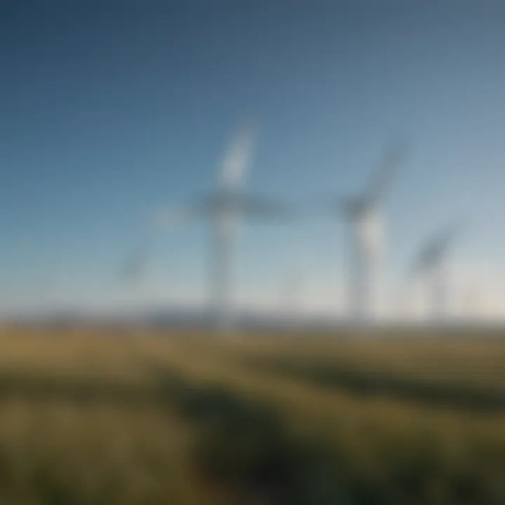 A vast field of windmills against a clear blue sky