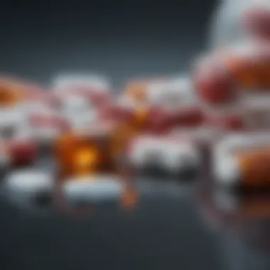 Close-up of various antibiotic capsules and tablets