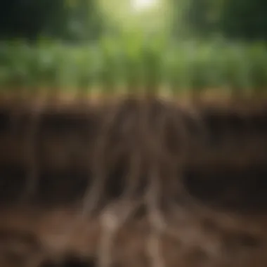 Nutrient Absorption by Crop Roots Illustration of crop root systems absorbing nutrients