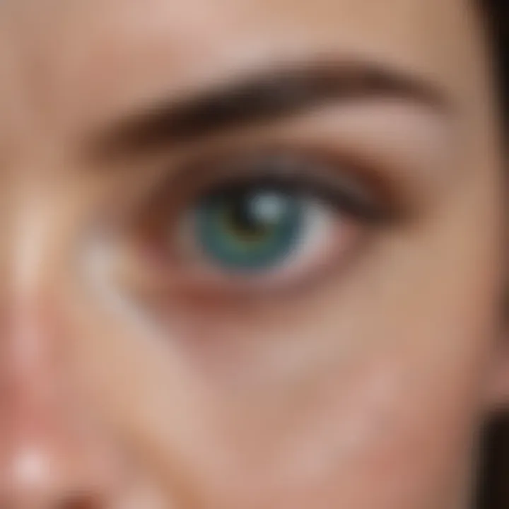 Close-up of eyes showcasing different shades of blue and green