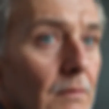 Elderly person reading with eye drops