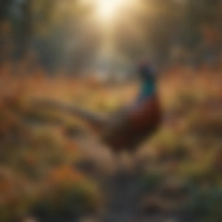 A serene landscape depicting the role of pheasants in maintaining ecological balance