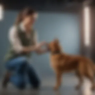 Operant Conditioning Techniques A trainer demonstrating operant conditioning with a dog.