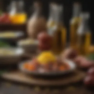 Culinary Creativity with Oleic Acid Artfully arranged dishes featuring ingredients rich in oleic acid, emphasizing culinary creativity.