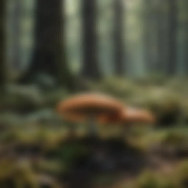 A picturesque landscape of fungi in their natural habitat, highlighting their ecological importance.
