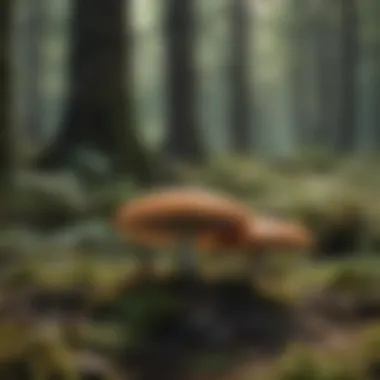 Natural Habitat of Sustainable Fungi A picturesque landscape of fungi in their natural habitat, highlighting their ecological importance.