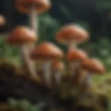 A vibrant assortment of various mushrooms with meaty textures, displayed artistically.