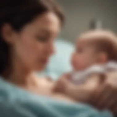 A mother gently holding her premature baby in a hospital setting