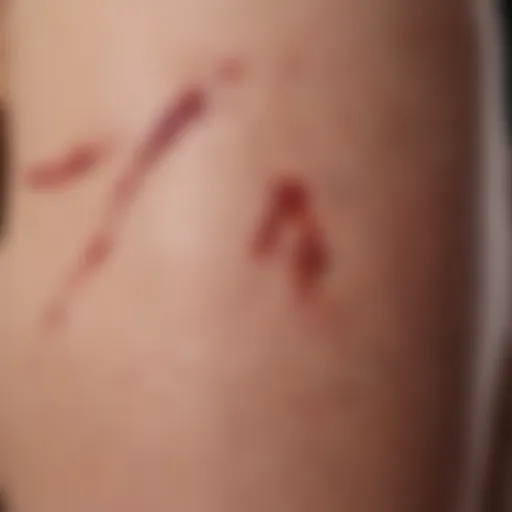 Clinical representation of purpuric rash on skin