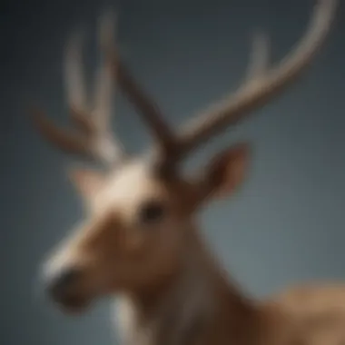 A close-up of the unique antler structure of a Cervus species