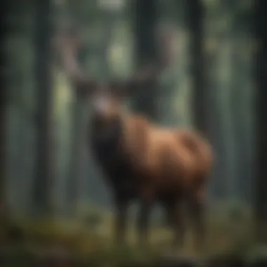 A striking stag standing majestically in the forest