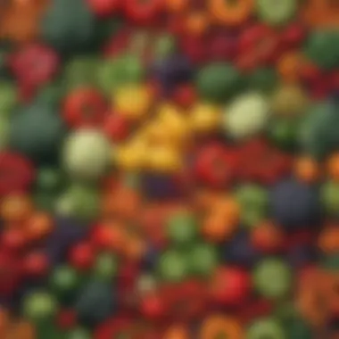 Colorful Plant-Based Foods Vibrant assortment of fresh vegetables and fruits showcasing a plant-based diet