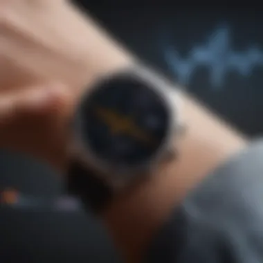 Illustration of ECG waveform on a smartwatch screen