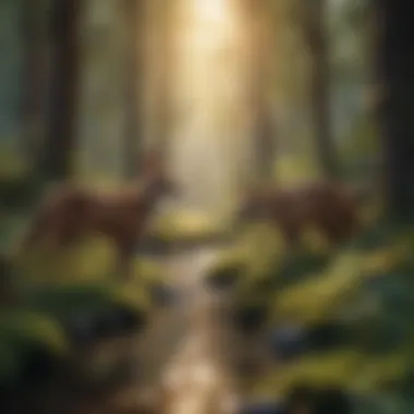 Interconnectedness in Nature A diverse ecosystem with various species interacting