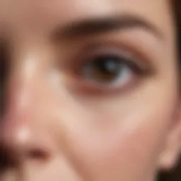 An illustration showing external eyelid weights positioned correctly on the eyelids.