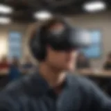 Virtual reality headset being used in a classroom setting