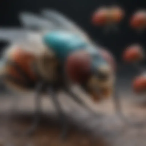 Illustration of Drosophila melanogaster with genetic markers