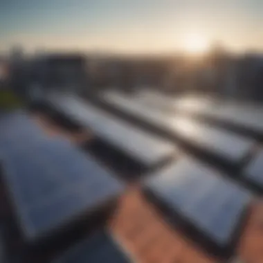 Solar panels on rooftops in urban Germany