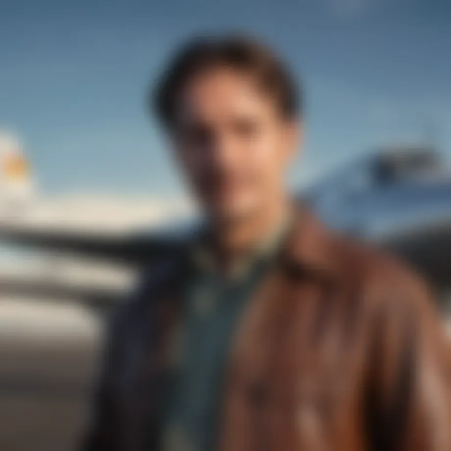 A historic photograph capturing Howard Hughes during a pivotal moment in aerospace innovation.