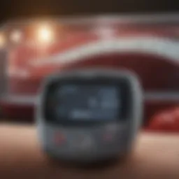 Close-up of a blood glucose monitor displaying high readings