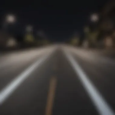 Illuminated Road Lines at Night A nighttime scenario with illuminated road white lines for enhanced visibility.