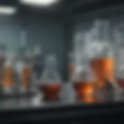 A laboratory setting showcasing various research tools and animal models used in experimentation.