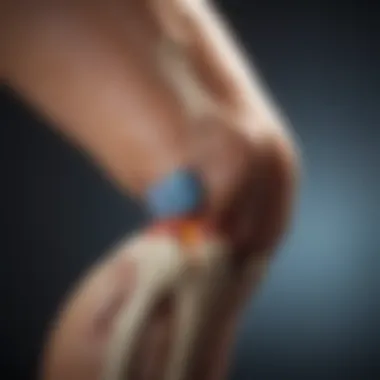 Illustration of knee joint showing the effects of arthritis.