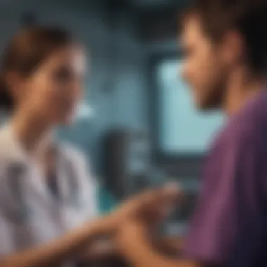 Inclusive Healthcare Interaction A healthcare professional engaging in a conversation with a patient.