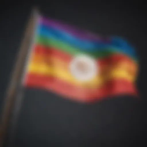 A vibrant rainbow flag representing LGBT pride.