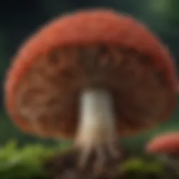 A close-up view of Lingzhi mushroom revealing its unique texture and color