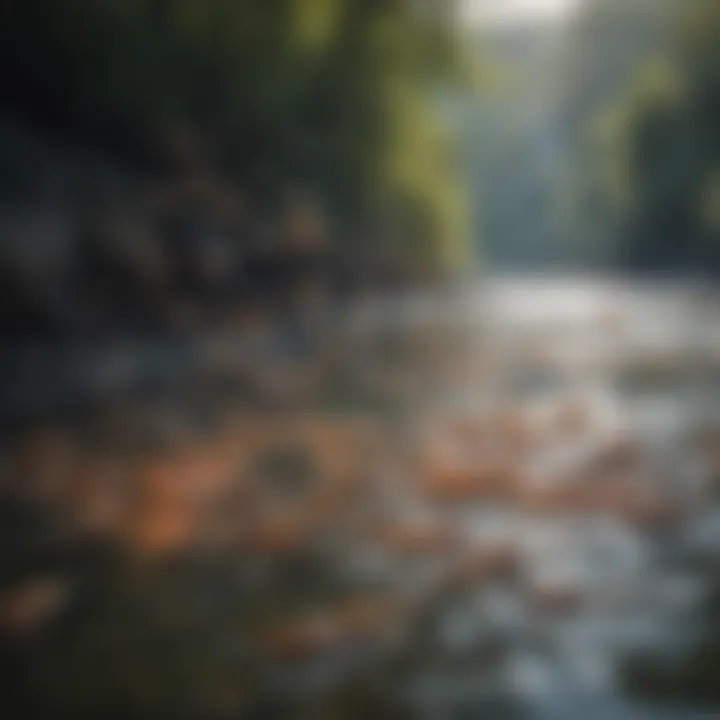 Fish migrating through a river, illustrating migration patterns.
