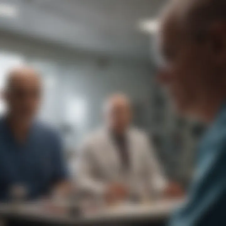 A collaborative meeting between researchers and healthcare professionals discussing cancer treatment strategies.