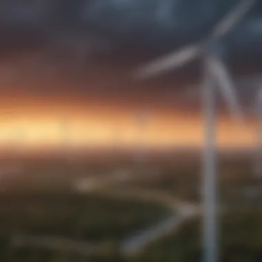 Diverse Energy Sources in Harmony A panoramic view of diverse energy sources including wind turbines and solar panels