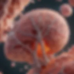 Illustration of primary renal carcinoma and its key metastasis sites