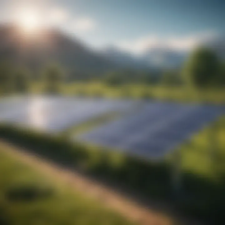 Solar panels installed in a green landscape