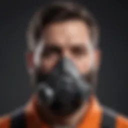 Close-up of a respirator with a beard