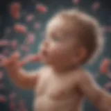 Illustration depicting the gut microbiome of infants with probiotics