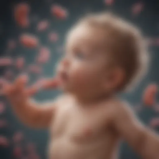 Illustration depicting the gut microbiome of infants with probiotics