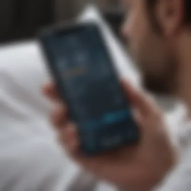 Innovative Mobile App for Sleep Apnea A close-up of a mobile app interface designed for sleep apnea monitoring, showcasing user-friendly features and analytics.