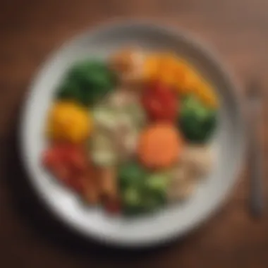 Balanced Meal for Diabetes Management A colorful plate showcasing a balanced vegetarian meal