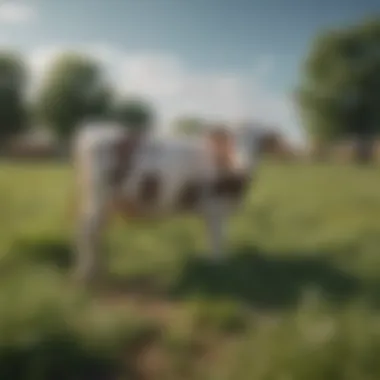 Methane Emissions from Livestock Grazing Illustration of livestock grazing in a pasture with a focus on methane emissions