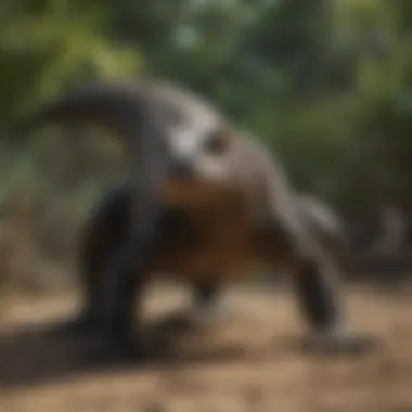 Komodo Dragon Hunting for Prey A Komodo dragon hunting for prey