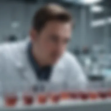 Laboratory technician examining cell cultures