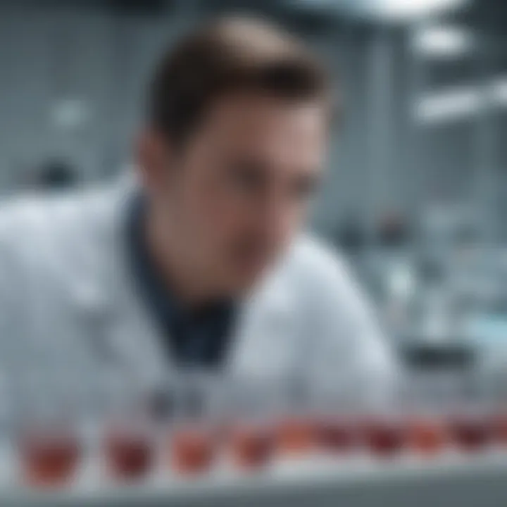 Laboratory technician examining cell cultures