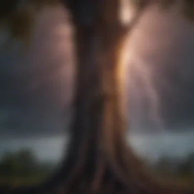 The Destructive Force of Lightning Lightning striking a tree, showcasing its destructive power