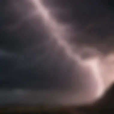 The Majesty of Lightning in a Storm A striking bolt of lightning illuminating a dark stormy sky